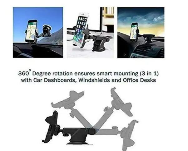 Revolex ZoomStar Pro Dashboard Car Mobile Holder – Strong Grip, Adjustable Angle, Black